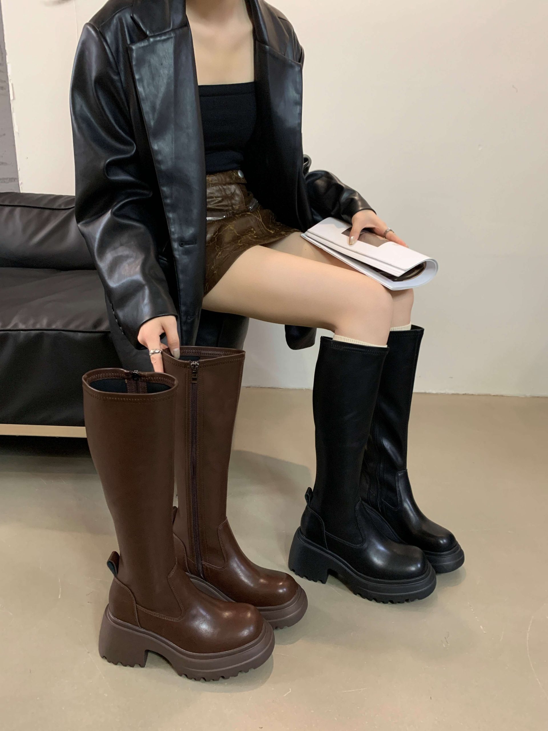 Chunky Platform English Street Style Trendy Slim Boots 2024 Autumn New Over Knee High Fashion Boots