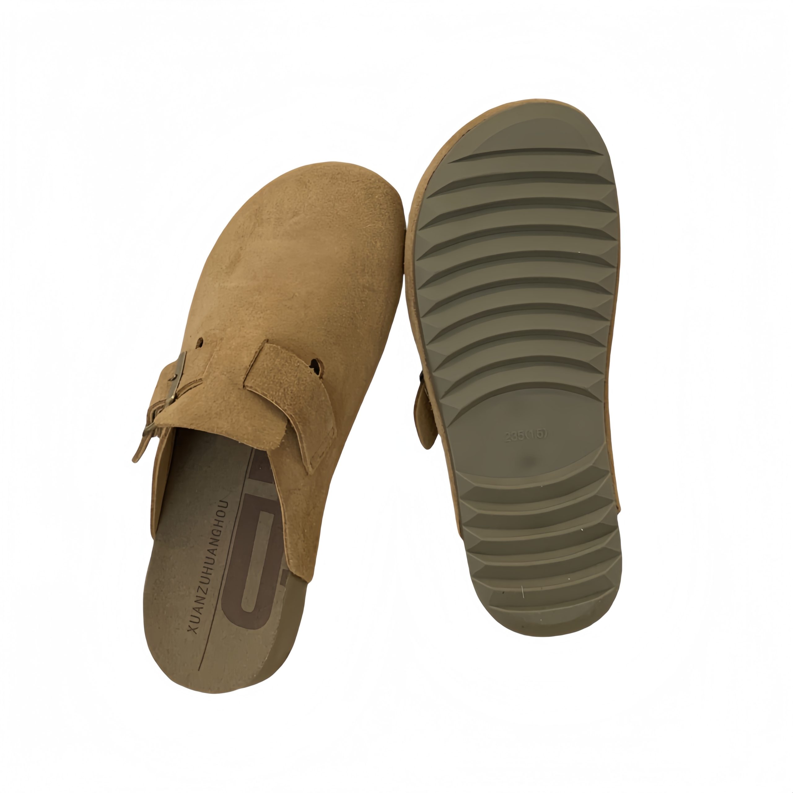 2025 Spring Summer Women's PU Leather Chunky Heel Open Toe Mule Sandals Retro Cork Clog Shoes - Image 5