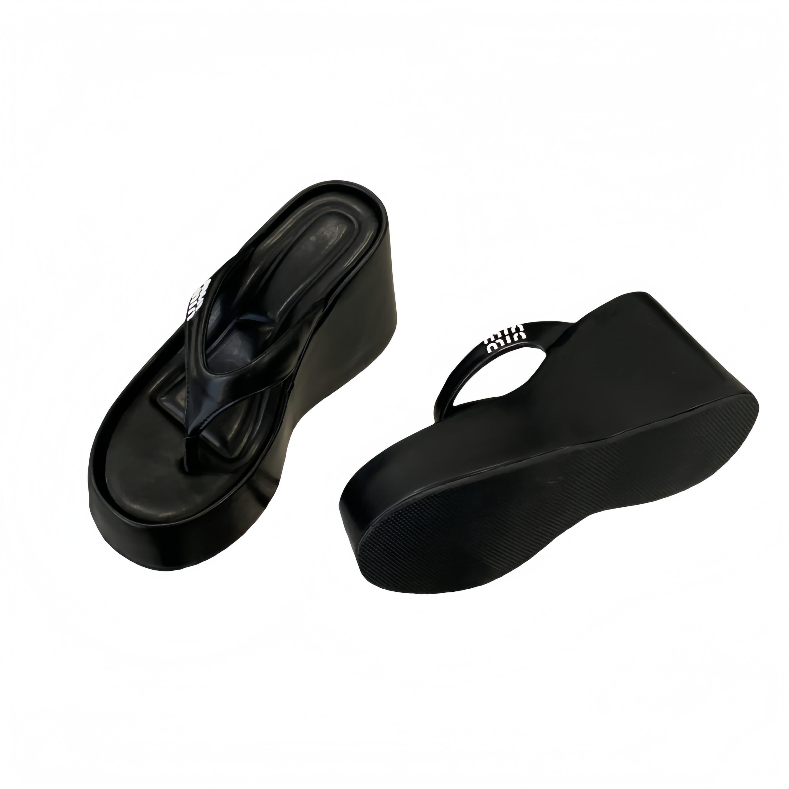Women's Thick Soled Slippers Summer 2025 Fashion Non Slip High Heel Platform Flip Flops - Image 5